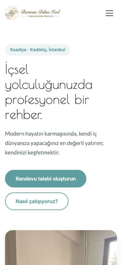 Dilan İzol pratik sitesinin mobil ana sayfası