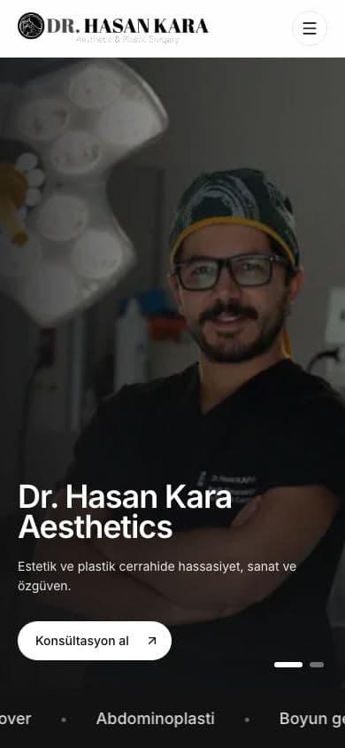 Dr. Hasan Kara pratik sitesinin mobil ana sayfası