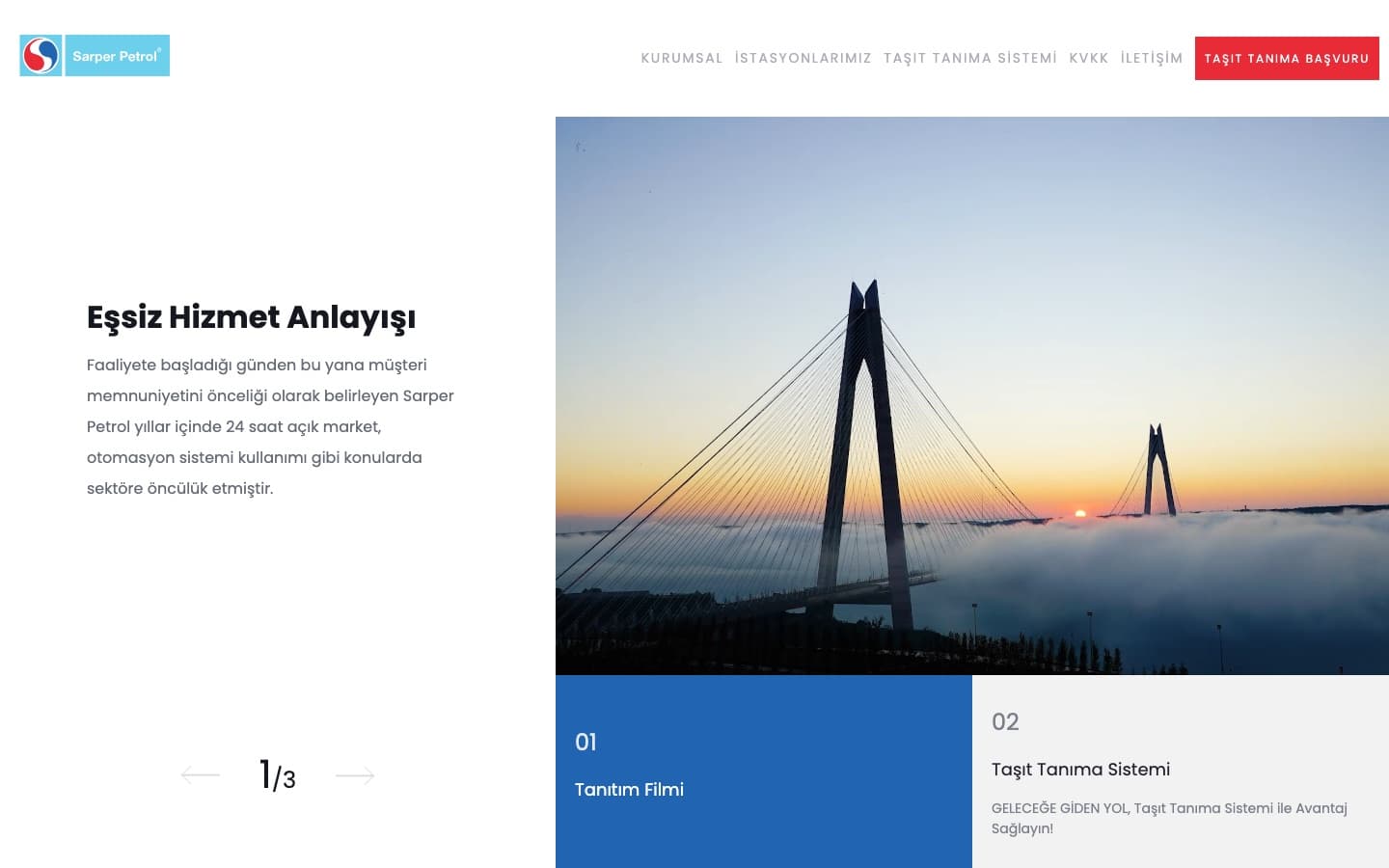 Homepage of the Sarper Petrol website