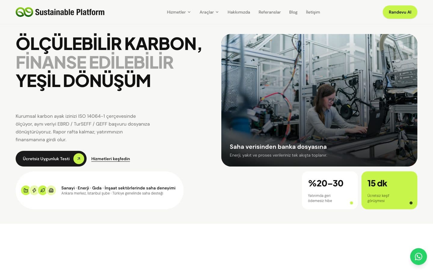 Homepage of the Sustainable Platform website
